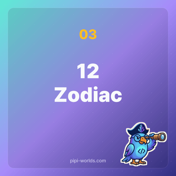 12 Chinese zodiac animals card