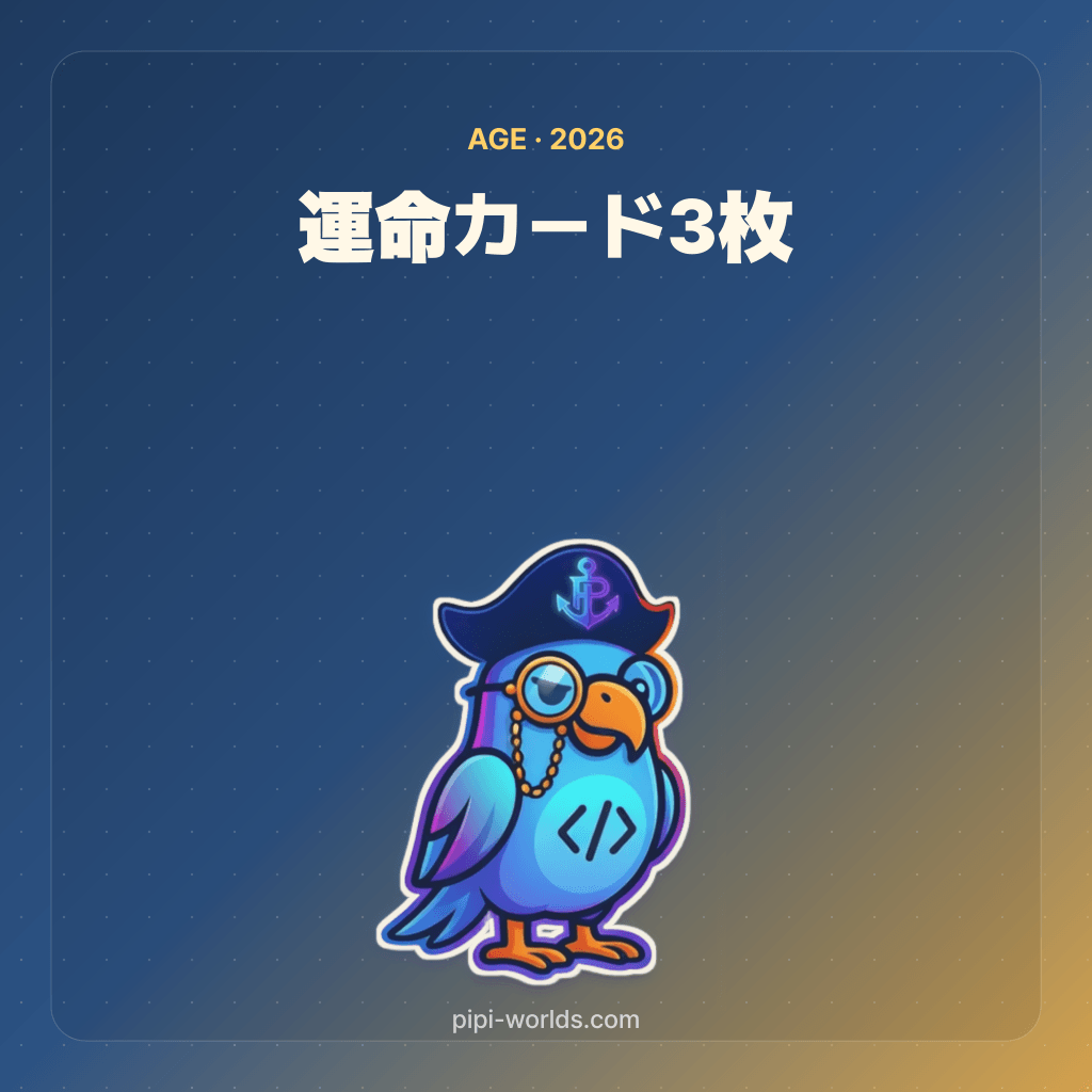 深い藍色とゴールドのグラデーション背景に PiPi マスコットと『誕生石·干支·星座』が大きく配置された日本市場向けカード。