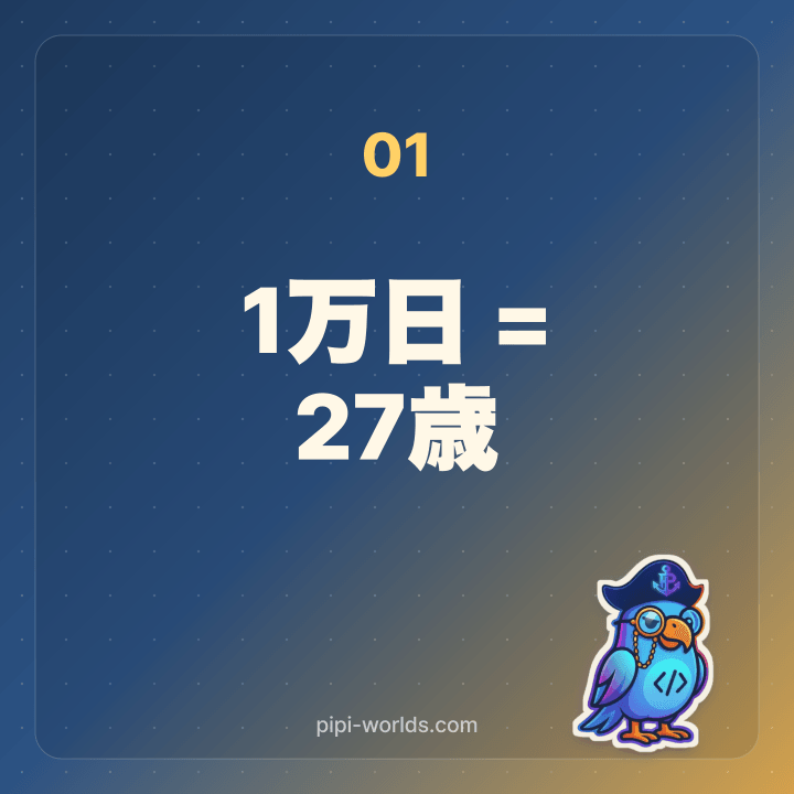 1万日が27歳4ヶ月に到達するという早見カード