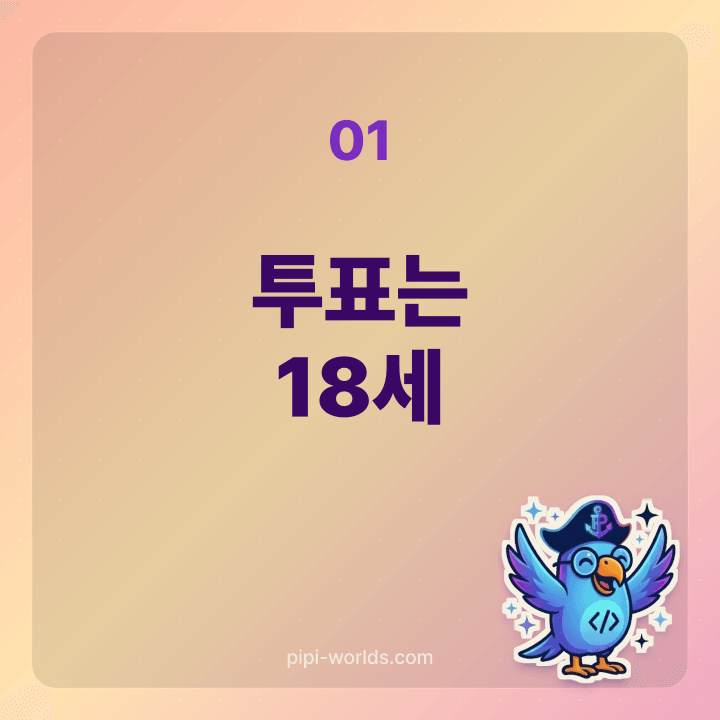 만 18세에 투표권을 갖게 되는 한국 선거법 안내 카드